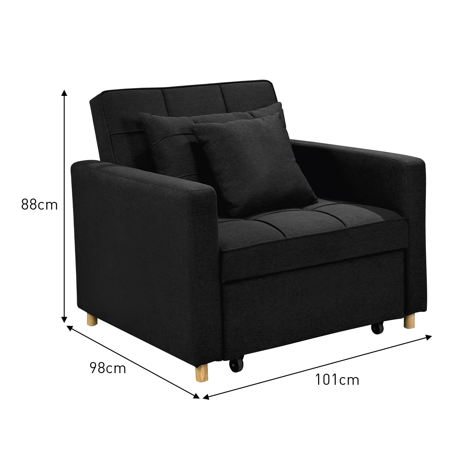 Sarantino Suri 3-in-1 Convertible Lounge Chair Bed - Black V240-SOFA-YGG-7001-LNN-BLK