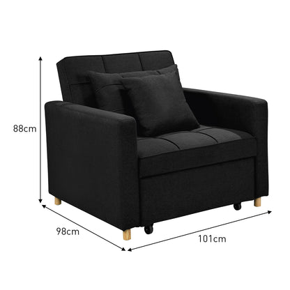 Sarantino Suri 3-in-1 Convertible Lounge Chair Bed - Black V240-SOFA-YGG-7001-LNN-BLK
