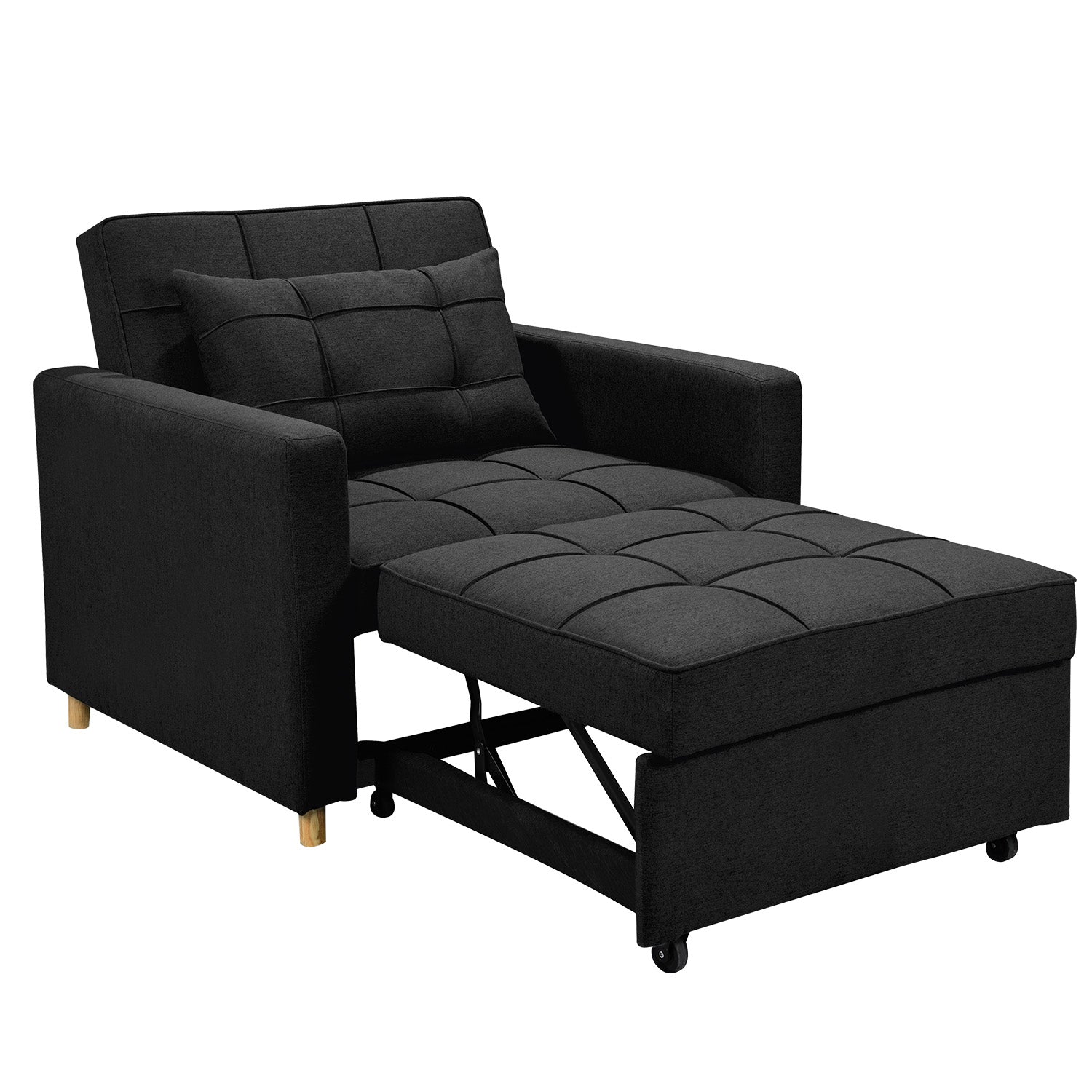 Sarantino Suri 3-in-1 Convertible Lounge Chair Bed - Black V240-SOFA-YGG-7001-LNN-BLK