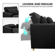 Sarantino Suri 3-in-1 Convertible Lounge Chair Bed - Black V240-SOFA-YGG-7001-LNN-BLK