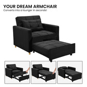 Sarantino Suri 3-in-1 Convertible Lounge Chair Bed - Black V240-SOFA-YGG-7001-LNN-BLK