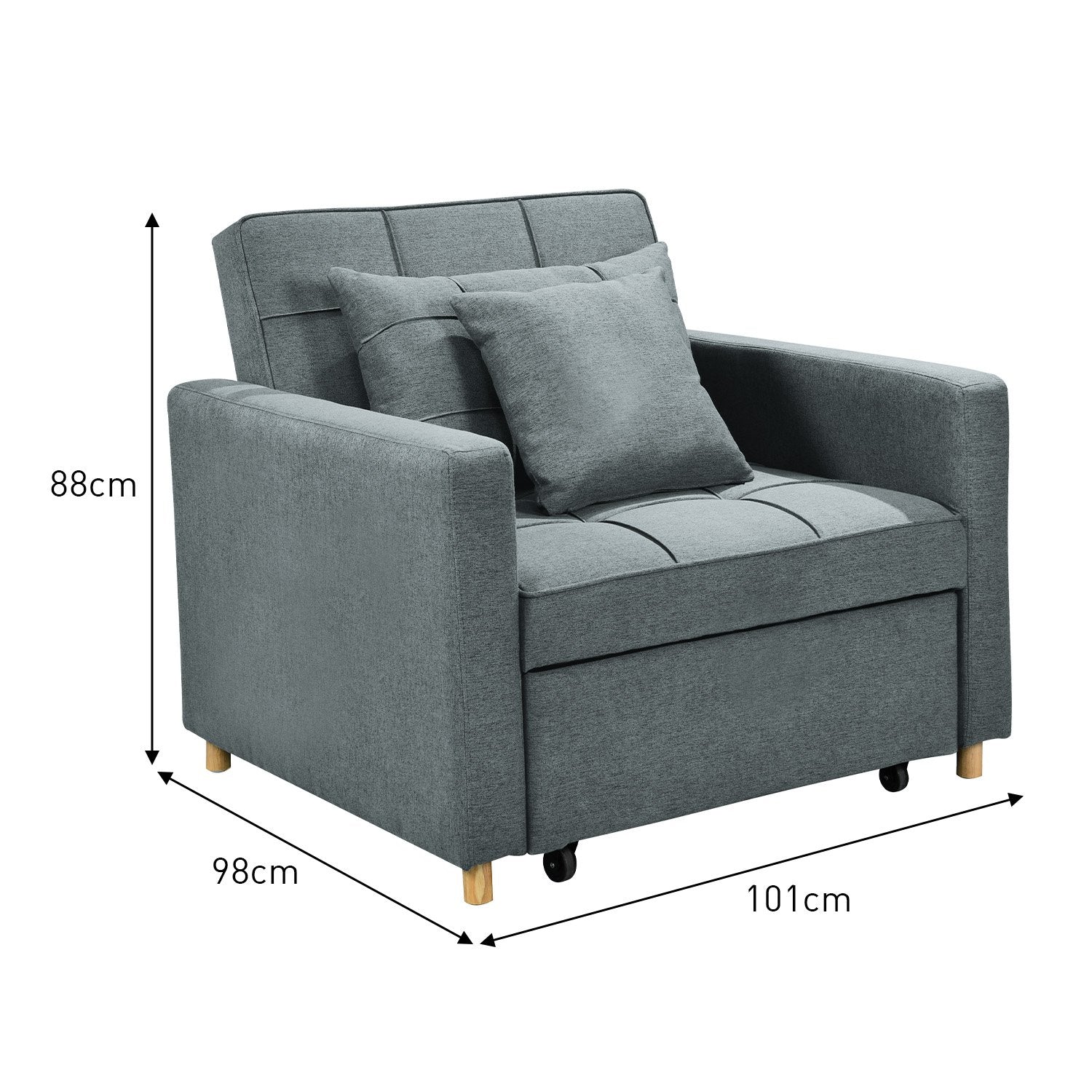 Sarantino Suri 3-in-1 Convertible Sofa Chair Bed - Airforce Blue V240-SOFA-YGG-7001-LNN-BLU