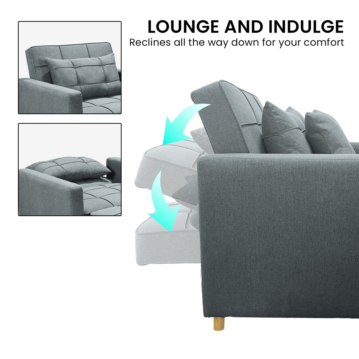 Sarantino Suri 3-in-1 Convertible Sofa Chair Bed - Airforce Blue V240-SOFA-YGG-7001-LNN-BLU