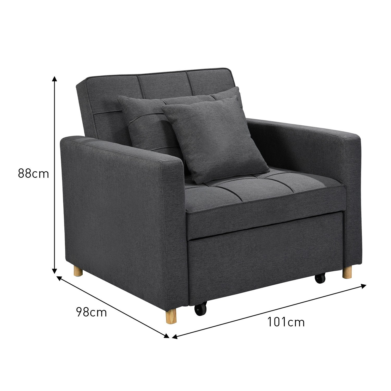 Sarantino Suri 3-in-1 Convertible Lounge Chair Bed - Dark Grey V240-SOFA-YGG-7001-LNN-DGY