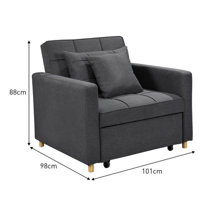 Sarantino Suri 3-in-1 Convertible Lounge Chair Bed - Dark Grey V240-SOFA-YGG-7001-LNN-DGY