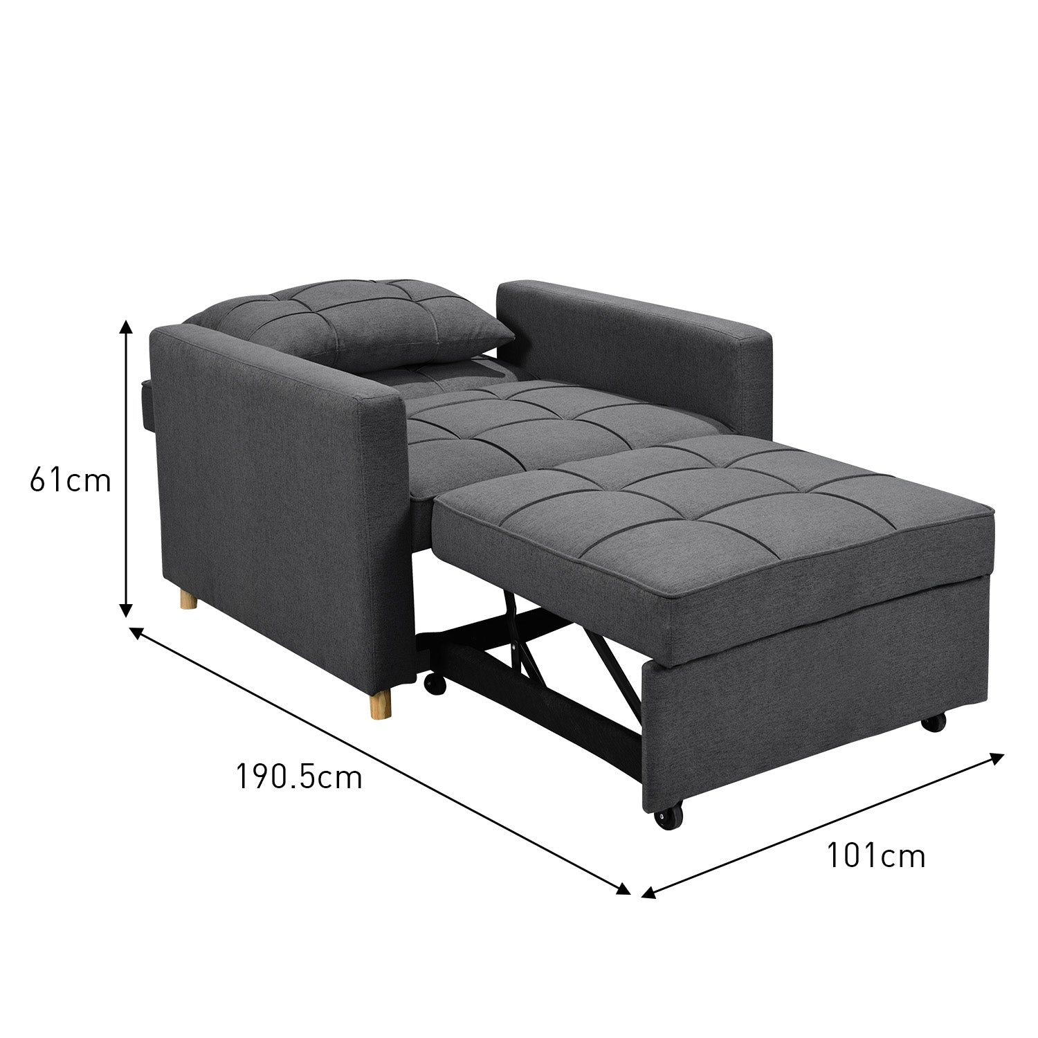Sarantino Suri 3-in-1 Convertible Lounge Chair Bed - Dark Grey V240-SOFA-YGG-7001-LNN-DGY