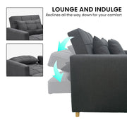 Sarantino Suri 3-in-1 Convertible Lounge Chair Bed - Dark Grey V240-SOFA-YGG-7001-LNN-DGY