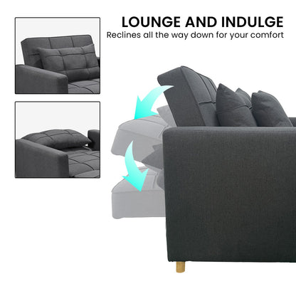 Sarantino Suri 3-in-1 Convertible Lounge Chair Bed - Dark Grey V240-SOFA-YGG-7001-LNN-DGY