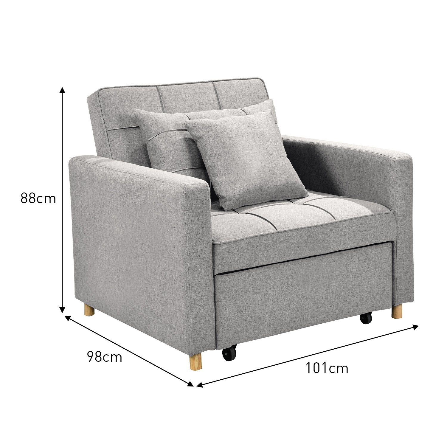 Sarantino Suri 3-in-1 Convertible Sofa Chair Bed Lounger - Light Grey V240-SOFA-YGG-7001-LNN-LGY
