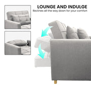 Sarantino Suri 3-in-1 Convertible Sofa Chair Bed Lounger - Light Grey V240-SOFA-YGG-7001-LNN-LGY