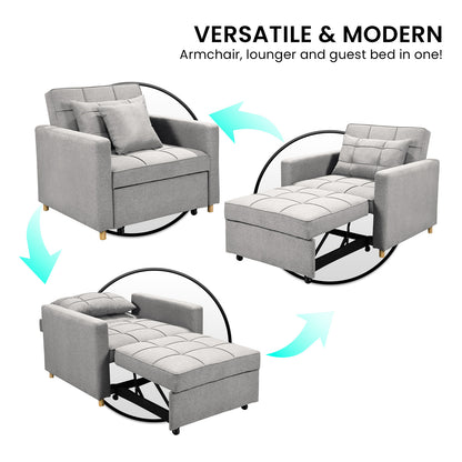 Sarantino Suri 3-in-1 Convertible Sofa Chair Bed Lounger - Light Grey V240-SOFA-YGG-7001-LNN-LGY