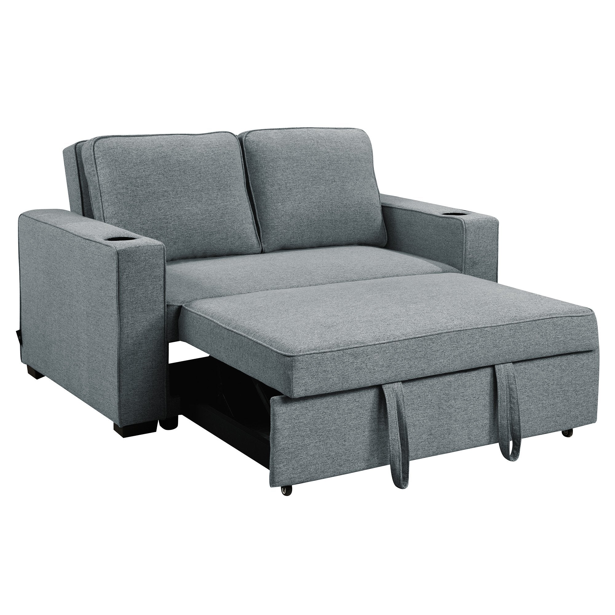 Sarantino Hoffman Linen Sofa Bed with Cushions & Cup Holders Airforce Blue V240-SOFA-YGG-7004-LNN-BLU