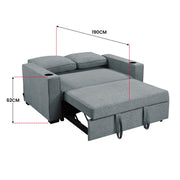 Sarantino Hoffman Linen Sofa Bed with Cushions & Cup Holders Airforce Blue V240-SOFA-YGG-7004-LNN-BLU