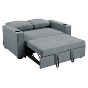 Sarantino Hoffman Linen Sofa Bed with Cushions & Cup Holders Airforce Blue V240-SOFA-YGG-7004-LNN-BLU