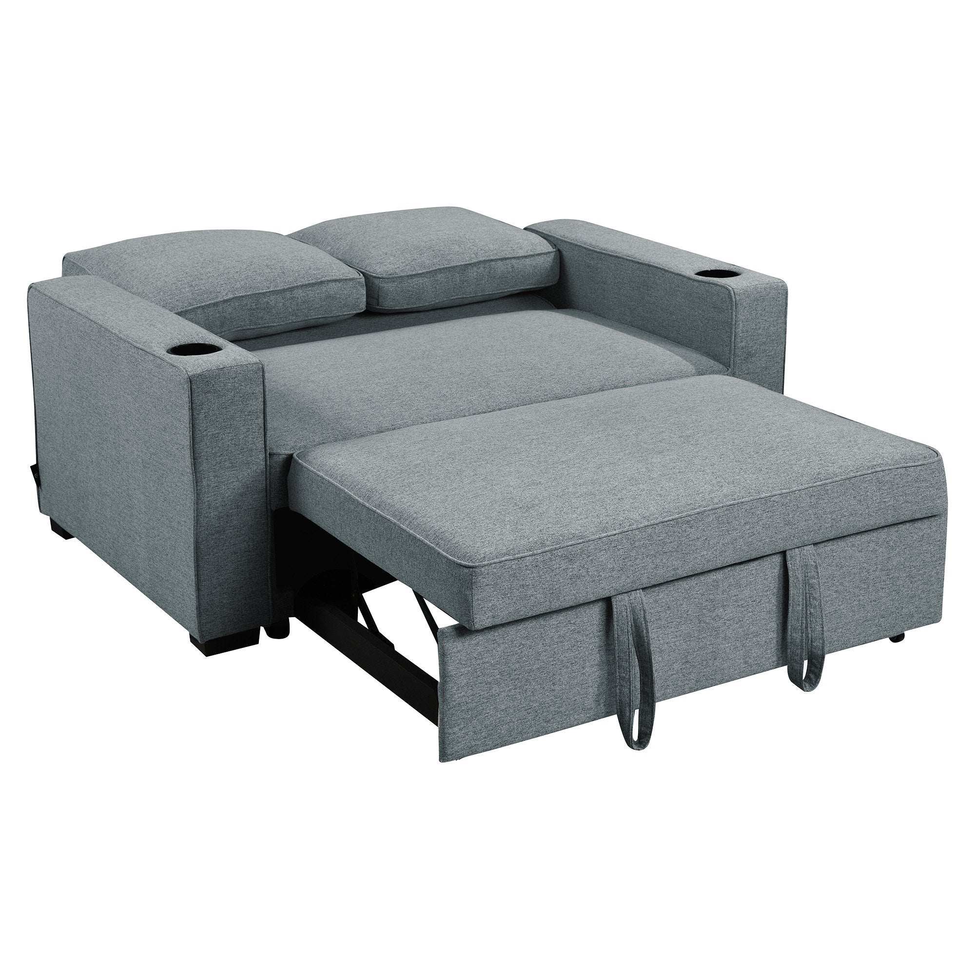 Sarantino Hoffman Linen Sofa Bed with Cushions & Cup Holders Airforce Blue V240-SOFA-YGG-7004-LNN-BLU