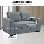 Sarantino Hoffman Linen Sofa Bed with Cushions & Cup Holders Airforce Blue V240-SOFA-YGG-7004-LNN-BLU