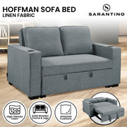 Sarantino Hoffman Linen Sofa Bed with Cushions & Cup Holders Airforce Blue V240-SOFA-YGG-7004-LNN-BLU