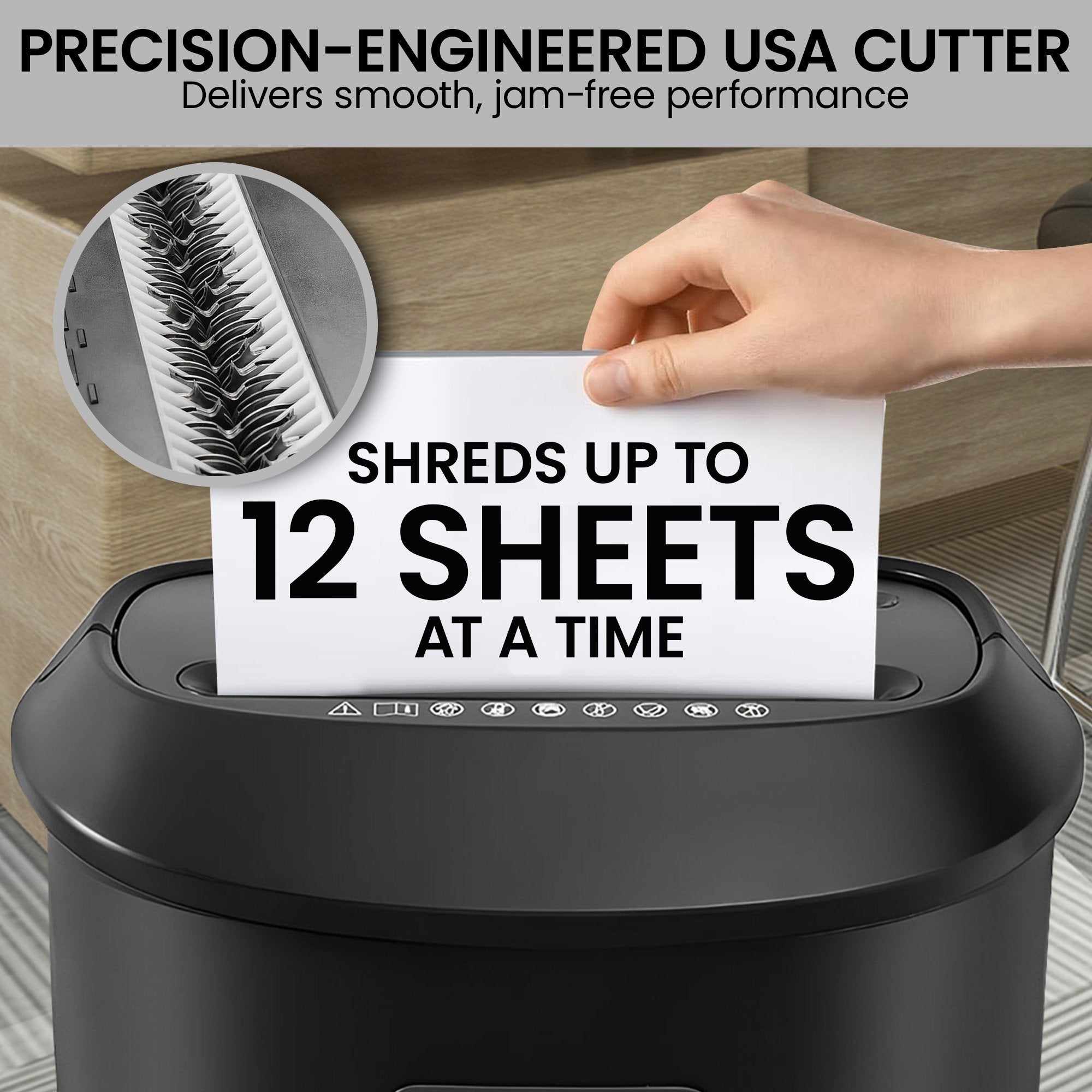 Centurion 25L 12-Sheet Paper Shredder Electric Cross-Cut Home & Office Cutter V240-SRD-OFT-12S-01D
