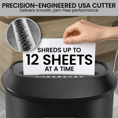 Centurion 25L 12-Sheet Paper Shredder Electric Cross-Cut Home & Office Cutter V240-SRD-OFT-12S-01D