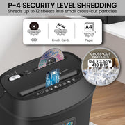 Centurion 25L 12-Sheet Paper Shredder Electric Cross-Cut Home & Office Cutter V240-SRD-OFT-12S-01D