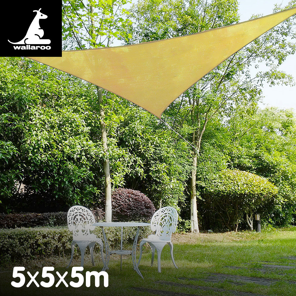 Wallaroo Triangle Shade Sail 5m x 5m x 5m - Sand V240-SS-555