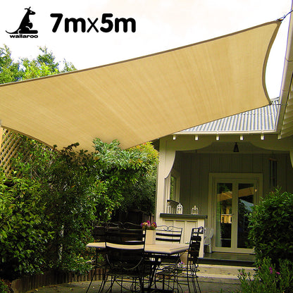 Wallaroo Rectangular Shade Sail 7m x 5m - Sand V240-SS-7X5