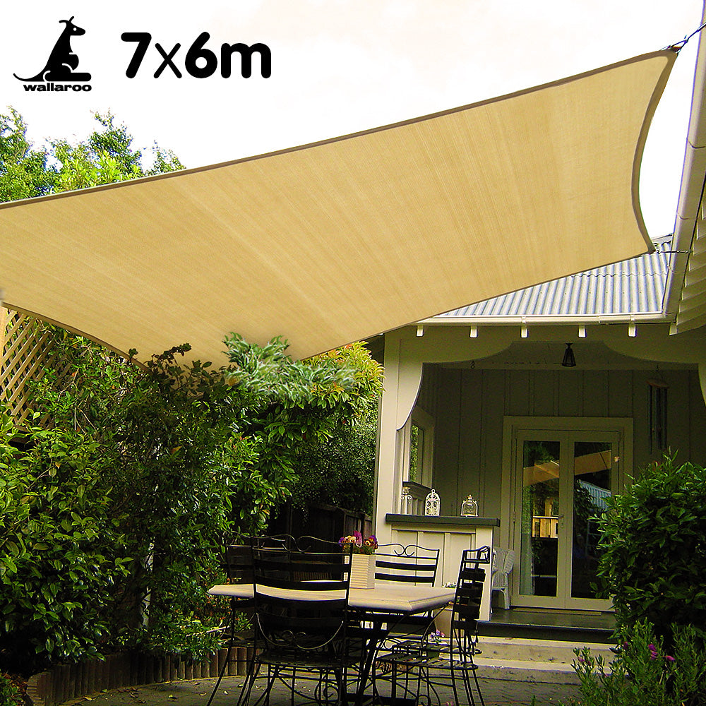Wallaroo Rectangular Shade Sail 7m x 6m - Sand V240-SS-7X6