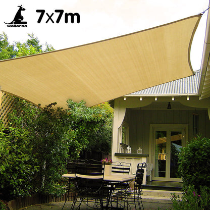 Wallaroo Rectangular Shade Sail 7m x 7m - Sand V240-SS-7X7
