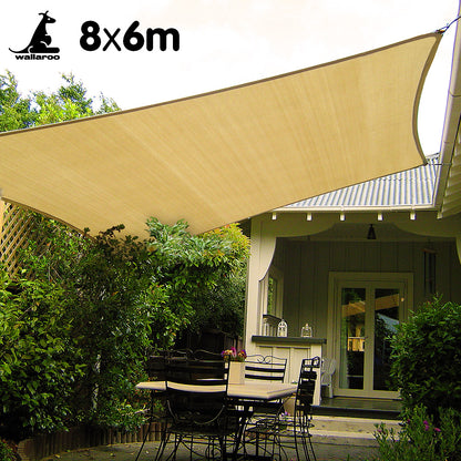 Wallaroo Rectangular Shade Sail: 8m x 6m - Sand V240-SS-8X6