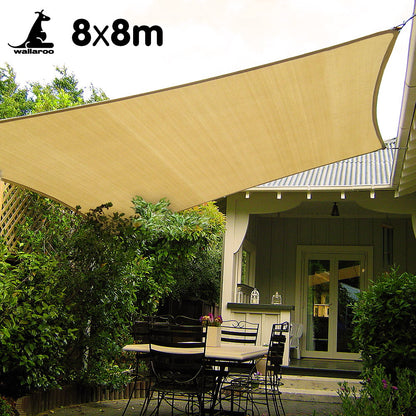 Wallaroo Rectangular Shade Sail 8m x 8m - Sand V240-SS-8X8