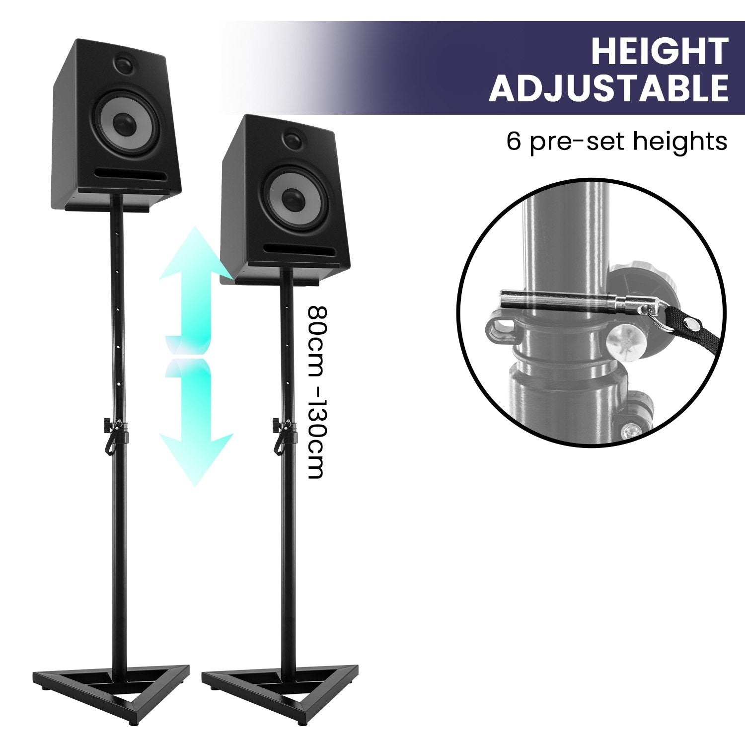 Karrera Adjustable Floor Speaker Stand Surround Sound - Black V240-STD-SPK