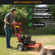 Ducar Stump Grinder 457cc 18HP Petrol Engine with Key Start & Tungsten Carbide Teeth V240-STG-GBS-150E-RD