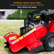 Ducar Stump Grinder 457cc 18HP Petrol Engine with Key Start & Tungsten Carbide Teeth V240-STG-GBS-150E-RD