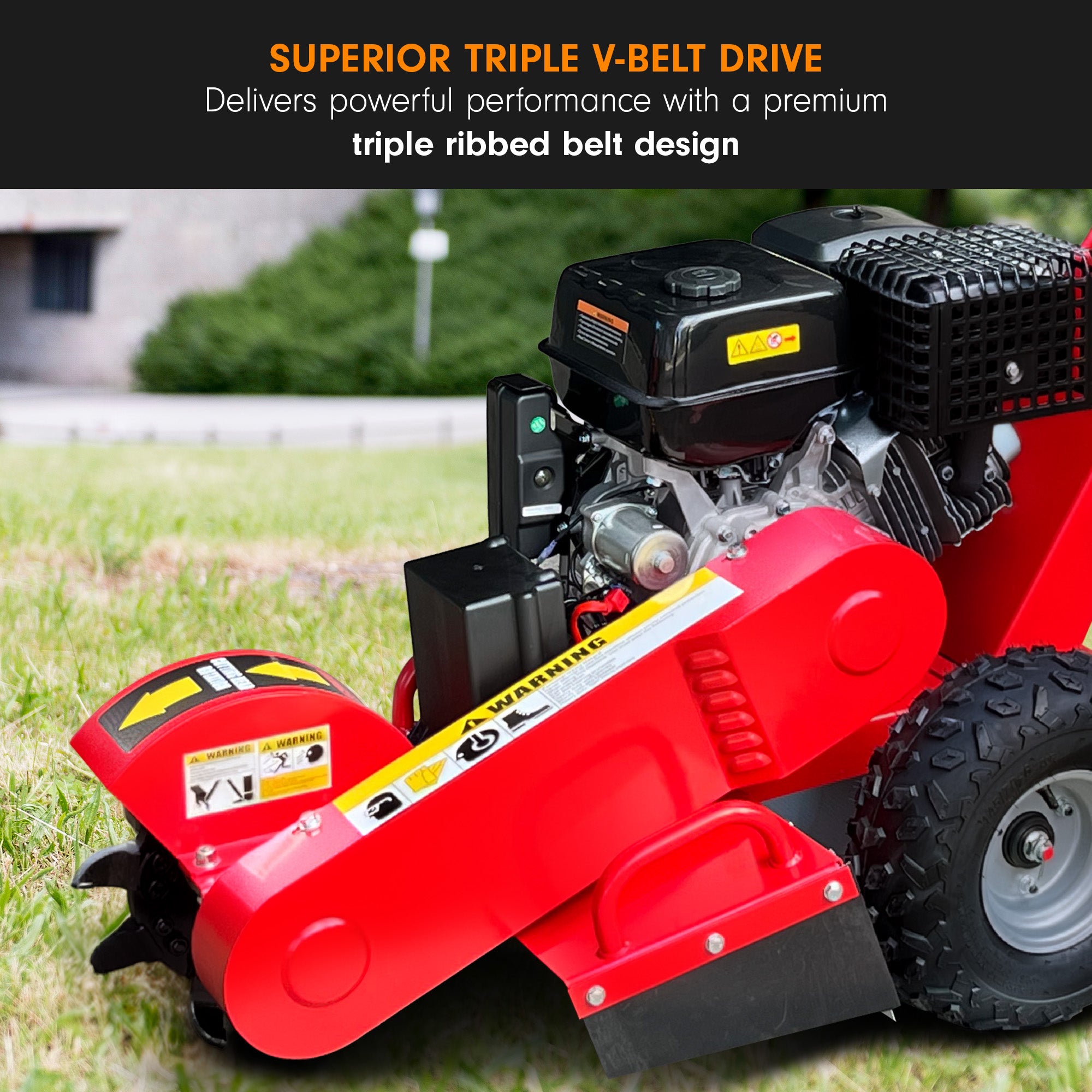 Ducar Stump Grinder 457cc 18HP Petrol Engine with Key Start & Tungsten Carbide Teeth V240-STG-GBS-150E-RD