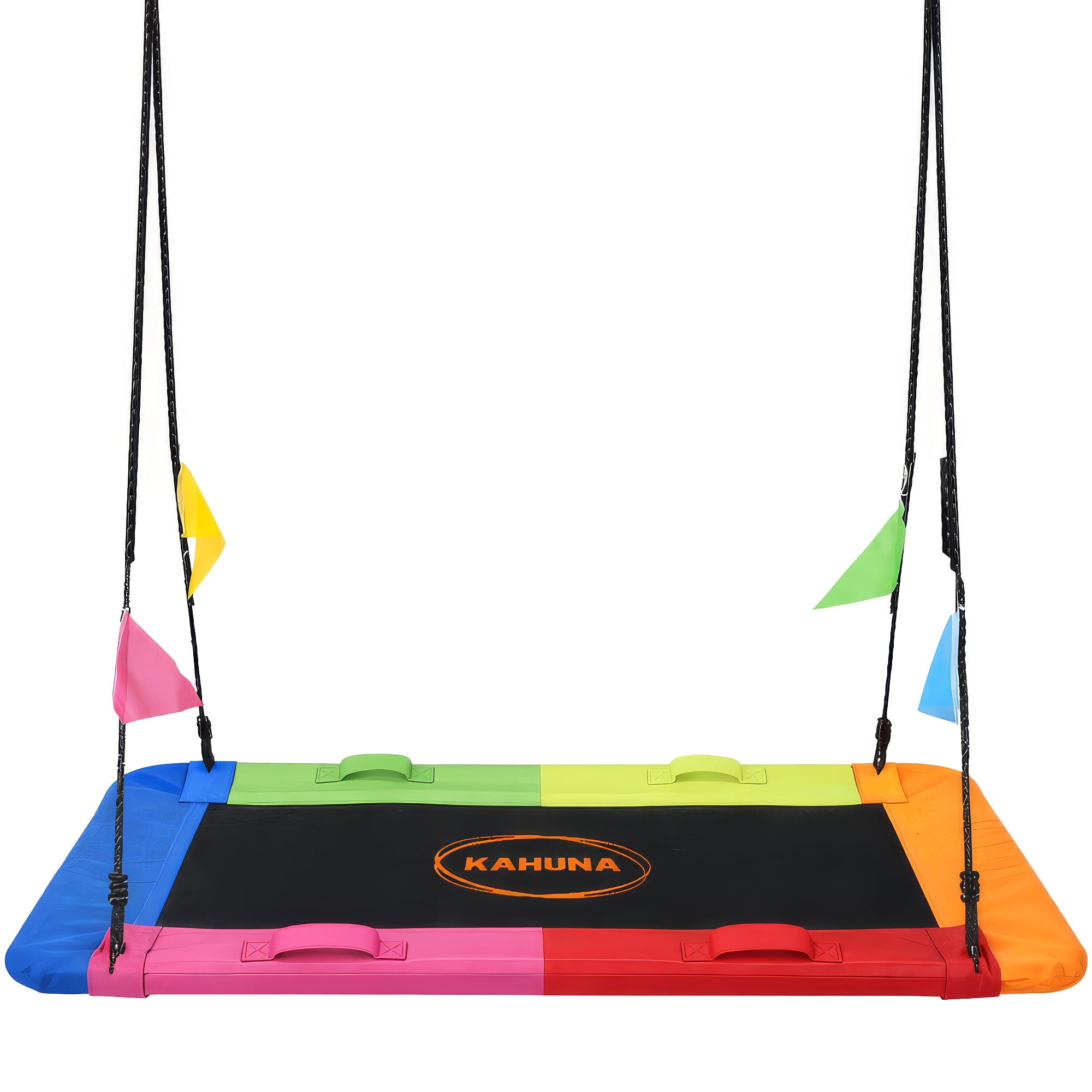 Kahuna Heavy Duty 60 Inch Rectangular Tree Swing With Adjustable 180cm Lifting Ropes Foam Padded Tubes And V240-SWG-KAH-ZRT-60