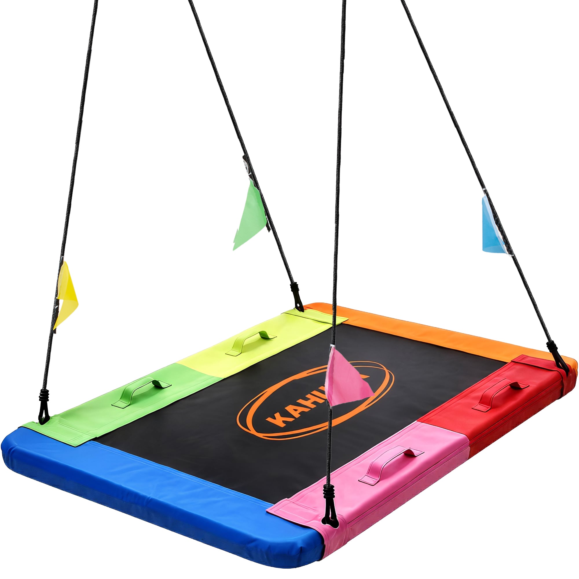 Kahuna Heavy Duty 60 Inch Rectangular Tree Swing With Adjustable 180cm Lifting Ropes Foam Padded Tubes And V240-SWG-KAH-ZRT-60