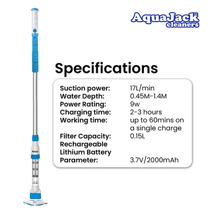 Aquajack 127 Portable Rechargeable Spa and Pool Vacuum Cleaner V240-SWP-CLN-127