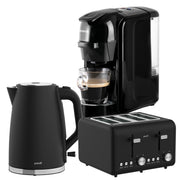 Pronti Breakfast Set with HomeMaid Coffee Machine, Silver Noir Toaster & Kettle V240-T02-1711-511HM