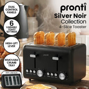Pronti Breakfast Set with HomeMaid Coffee Machine, Silver Noir Toaster & Kettle V240-T02-1711-511HM