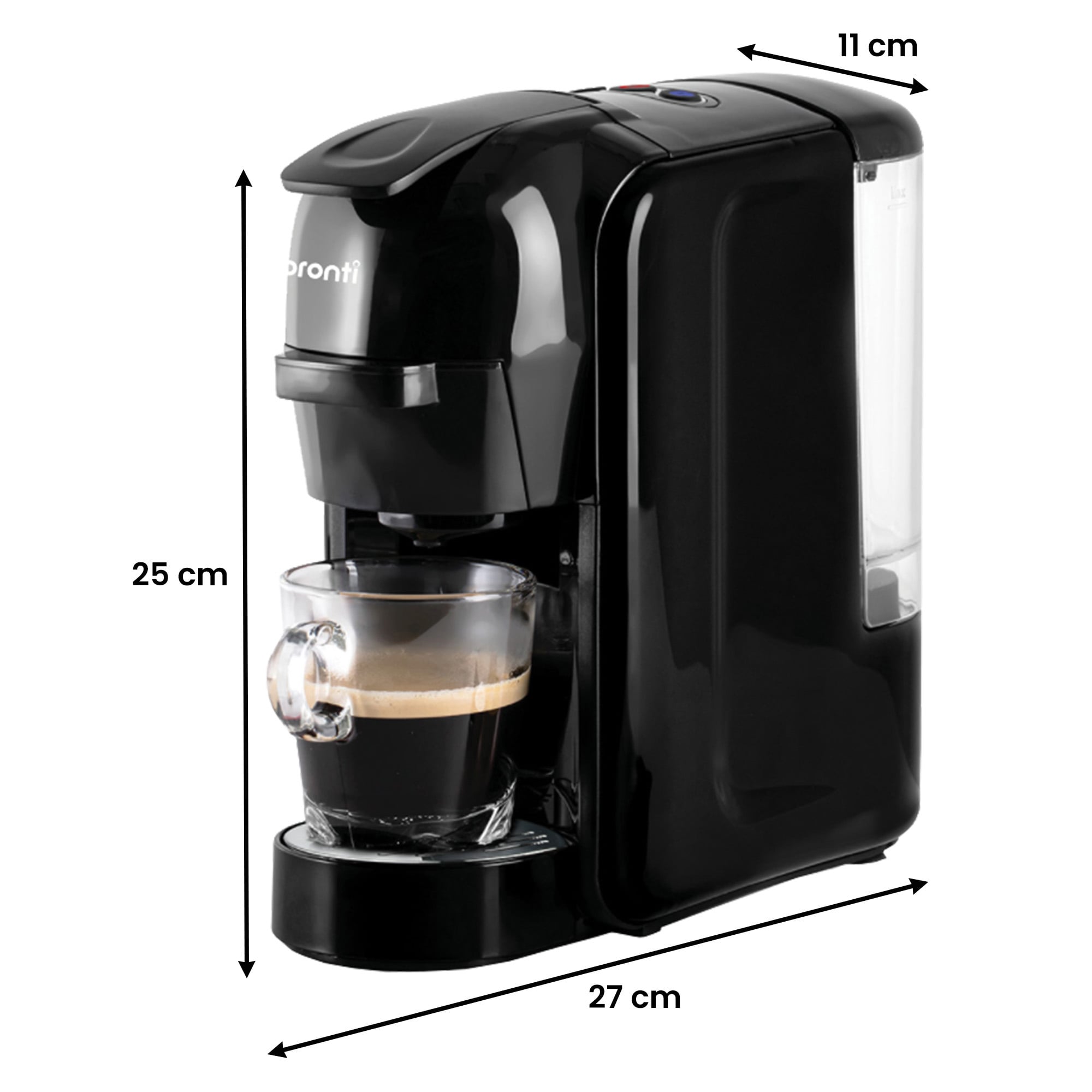 Pronti Breakfast Set with HomeMaid Coffee Machine, Silver Noir Toaster & Kettle V240-T02-1711-511HM