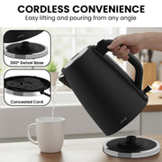 Pronti Breakfast Set with HomeMaid Coffee Machine, Silver Noir Toaster & Kettle V240-T02-1711-511HM