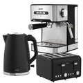 Pronti Breakfast Set with 1.6L Coffee Machine, Silver Noir Toaster & Kettle V240-T02-1711-825