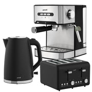 Pronti Breakfast Set with 1.6L Coffee Machine, Silver Noir Toaster & Kettle V240-T02-1711-825