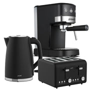 Pronti Breakfast Set with 1.25L Coffee Machine, Silver Noir Toaster & Kettle V240-T02-1711-850D
