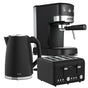 Pronti Breakfast Set with 1.25L Coffee Machine, Silver Noir Toaster & Kettle V240-T02-1711-850D