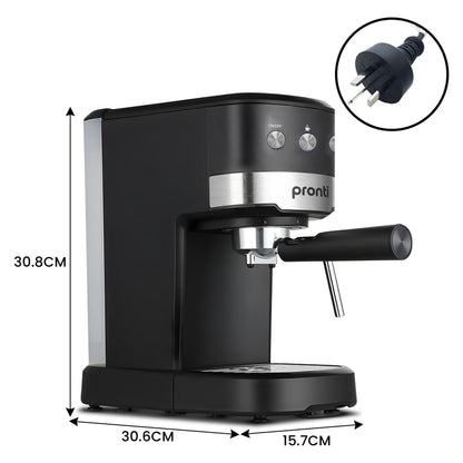 Pronti Breakfast Set with 1.25L Coffee Machine, Silver Noir Toaster & Kettle V240-T02-1711-850D