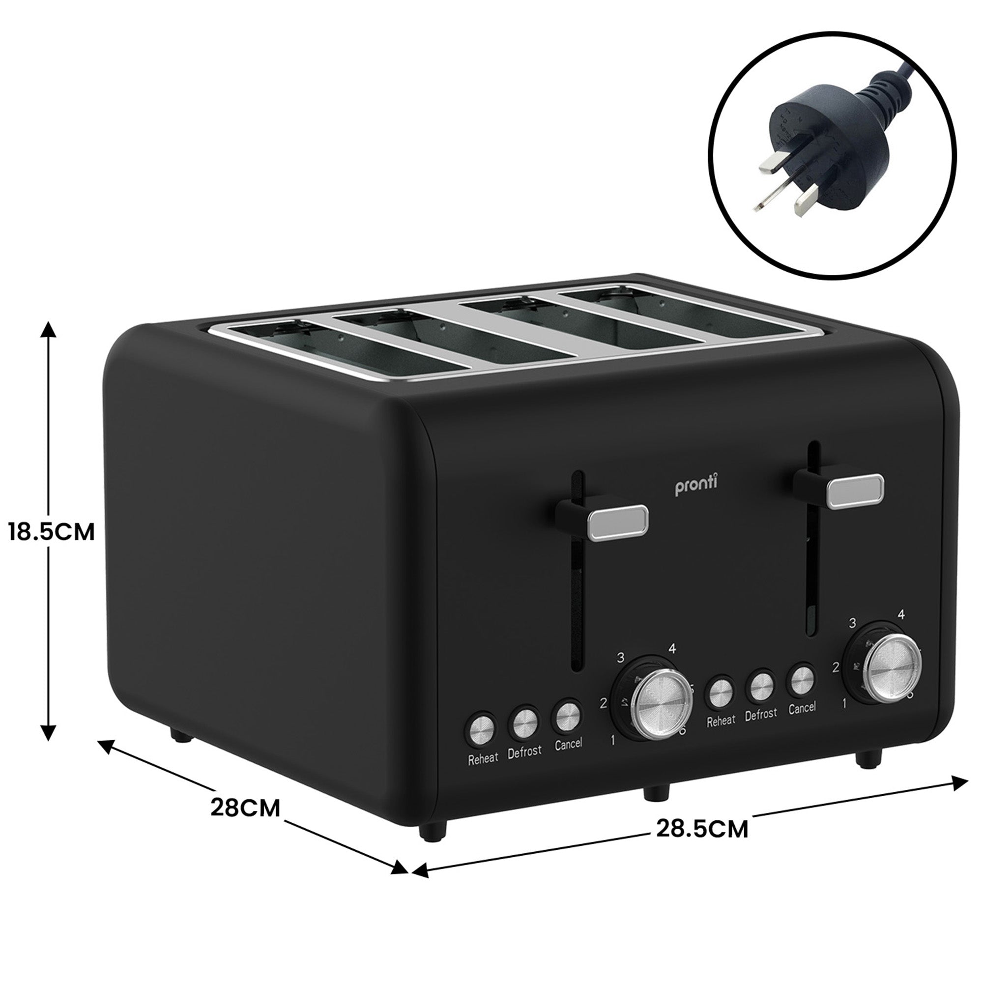 Pronti Breakfast Set with 1.25L Coffee Machine, Silver Noir Toaster & Kettle V240-T02-1711-850D