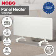 Nobo 2000W T2-NTL4T20 Electric Panel Heater with Timer Tilt Switch Silent Operation & Allergy-Free - V240-T2-NTL4T20