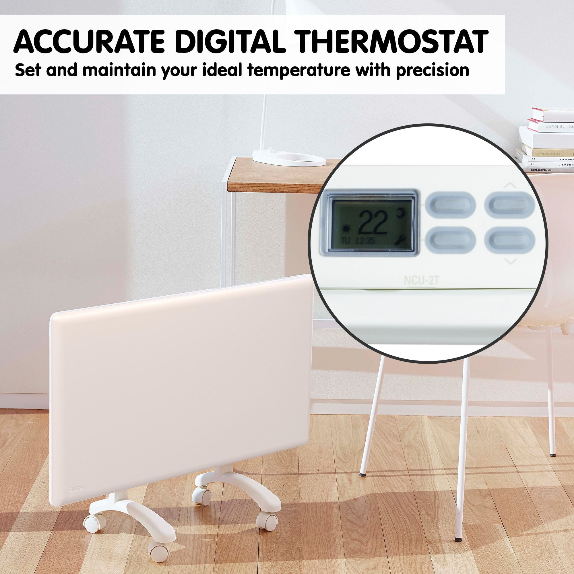Nobo 2000W T2-NTL4T20 Electric Panel Heater with Timer Tilt Switch Silent Operation & Allergy-Free - V240-T2-NTL4T20