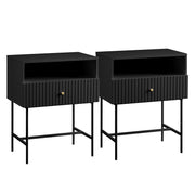 Sarantino Cecil Slender Fluted Bedside Table in Black V240-TBL-18F-12T-BLK